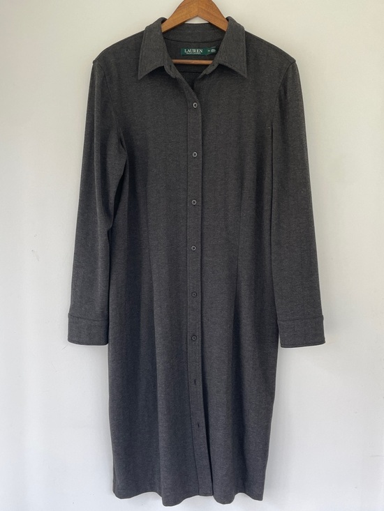 Lauren Ralph Lauren Dresses & Skirts - Lauren Ralph Lauren Charcoal Gray Long-Sleeve Button Shirt Dress